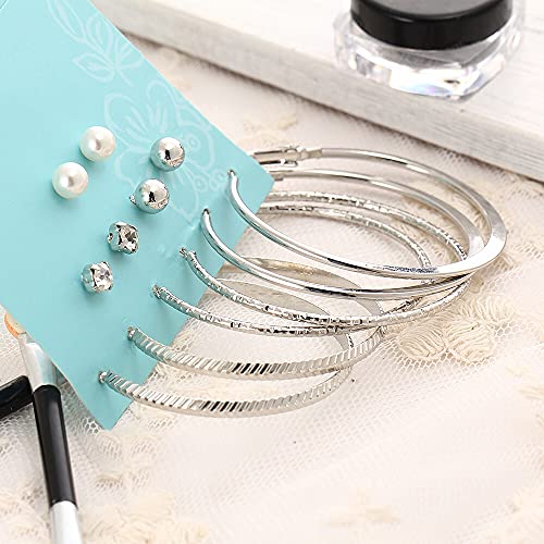 Image of Shining Diva Fashion Stylish Combo Design 6 Pairs Metal Earrings for Women and Girls (F12787er)