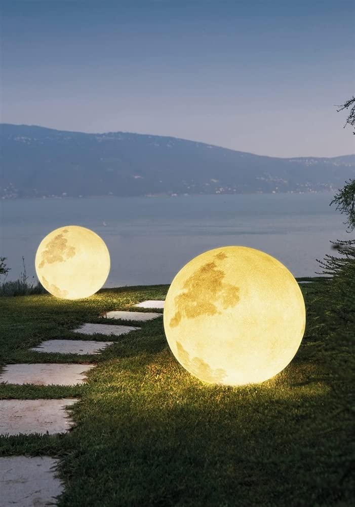 Nowoczesna lampa ścienna LED na zewnątrz, dekoracyjna lampa 3D w kształcie księżyca, możliwość ponownego napełnienia i ściemniania, idealna do ogrodu, trawnika, jadalni lub