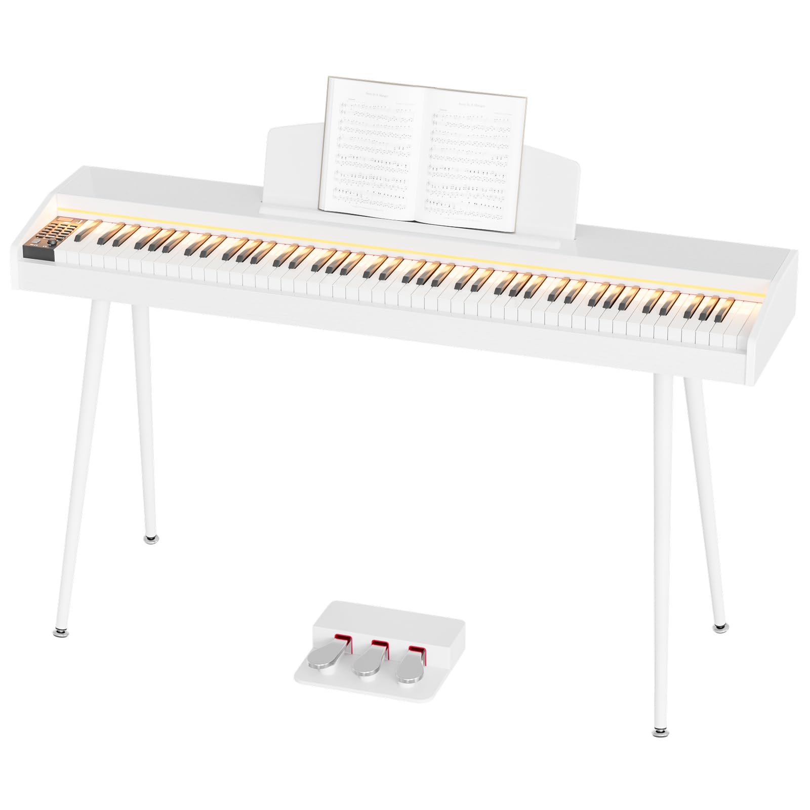 – 88 Keys Weighted Keys Digital Keyboard Piano with Adjustable Light, Full Size Hammer-action Electronic Piano Keyboard,3 Pedal,Full-featured Keyboard for Beginner,Kids,Adults