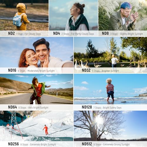 Image of NEEWER Variable ND Filter Set Compatible with DJI Osmo Pocket 3 / Pocket 4 / Xtra Muse, ND2-32 + ND64-512 Adjustable Neutral Density Filters with 2 Screen Protector Accessories