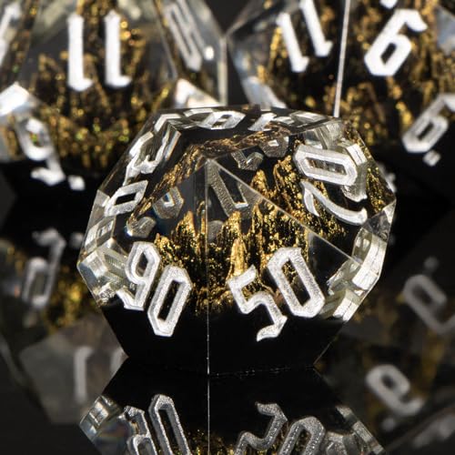 KERWELLSI DND Dice Set D&D, 7pcs Sharp Edge Resin D and D Dice with Gift Box, Nature Mountain Dungeon Dragon Role Playing Dice D20 D12 D10 D8 D6 D4 - Image 8