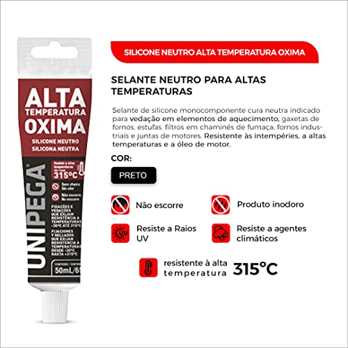 Kit 2 Cola Veda Sela Silicone Neutro Resiste Alta Temperatura 315°c Para Forno Motor Preto
