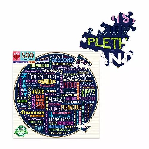 eeBoo Puzzle de 500 piezas - 100 Grandes Palabras Rompecabezas circular para adultos, diámetro de 23 pulgadas, hecho con cartón reciclado e tinta vegetal miniatura 4