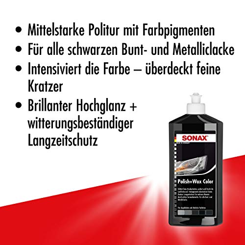SONAX Polish+Wax Color schwarz (500 ml) Politur mit schwarzen Farbpigmenten und Wachsanteilen | Art-Nr. 02961000 - Image 4