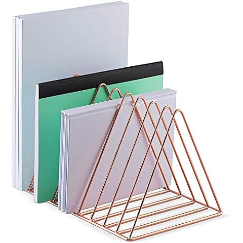 Lefity Wrought Iron Nordic Style Golden Triangle Creative Rack Office Desk Magazine Metal Storage Rack Book Rack Cover