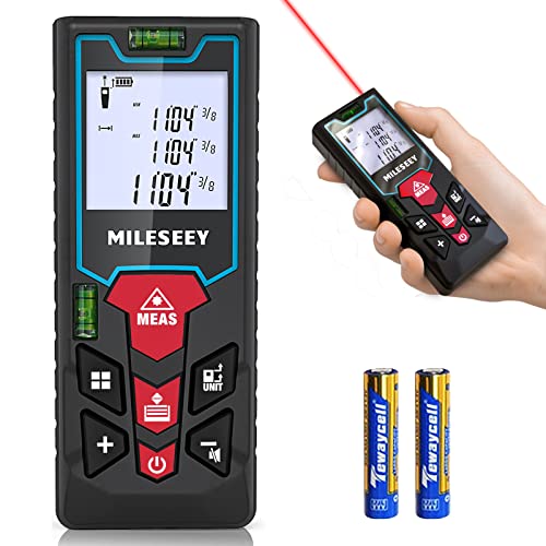 Laser Measure 131ft, MiLESEEY Laser Measurement Tool Digital Measuring Tape with 2 Bubble Room Laser Tape Measure for Realtor Digital Laser Distance Measure for House Room sq ft meter/inch/feet Switch