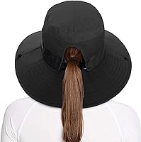 Vista 46 de Rosoz Sombreros para cola de caballo para mujer, protección UV, plegable, de malla ancha, senderismo, playa, pesca, safari de verano 1 paquete-gris