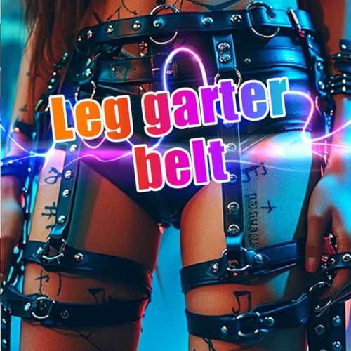 COSYDAYS Black Thigh Garter Belt Punk Leather Leg Harness Rave Thigh Straps for Women4