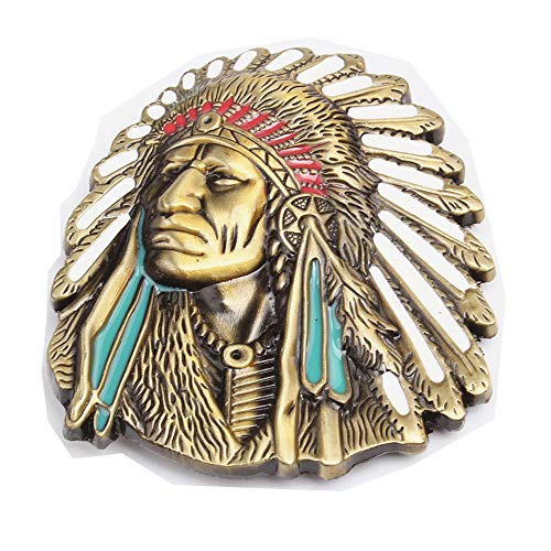 MASOP Native American Indian Warrior Chief Belt Buckle Casual Mens Belt Buckle Rings