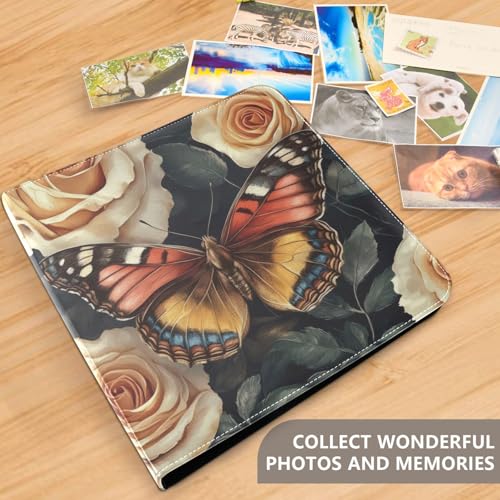 Álbum de fotos tipo scrapbook autoadhesivo DIY con diseño de mariposas y rosas, encuadernación de 3 anillos, 40 páginas, 8x10 para recuerdos miniatura 5