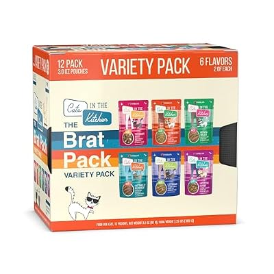 Weruva Cats in The Kitchen Slide N' Serve The Brat Pack Variety Cat Food Pouches 3 Ounce (Pack of 12)