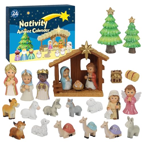 Krippe Adventskalender 2025 Kinder, 24-tägige Krippenfiguren...