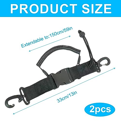 Jortmrd 2 Stuks Duiken Lanyard,Lanyard Gesp met Haken,Sport Spiraalkabel Koord Duiken,Zwart Veilig Nylon Lanyard Coil Lanyard voor Duikaccessoires,Met Clip Snelsluiting - Image 3