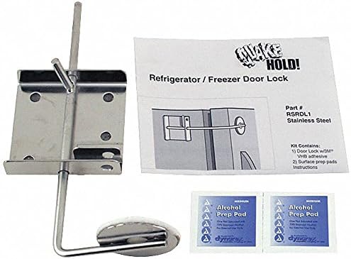 Quakehold! Cerradura de puerta para refrigerador/congelador, plata