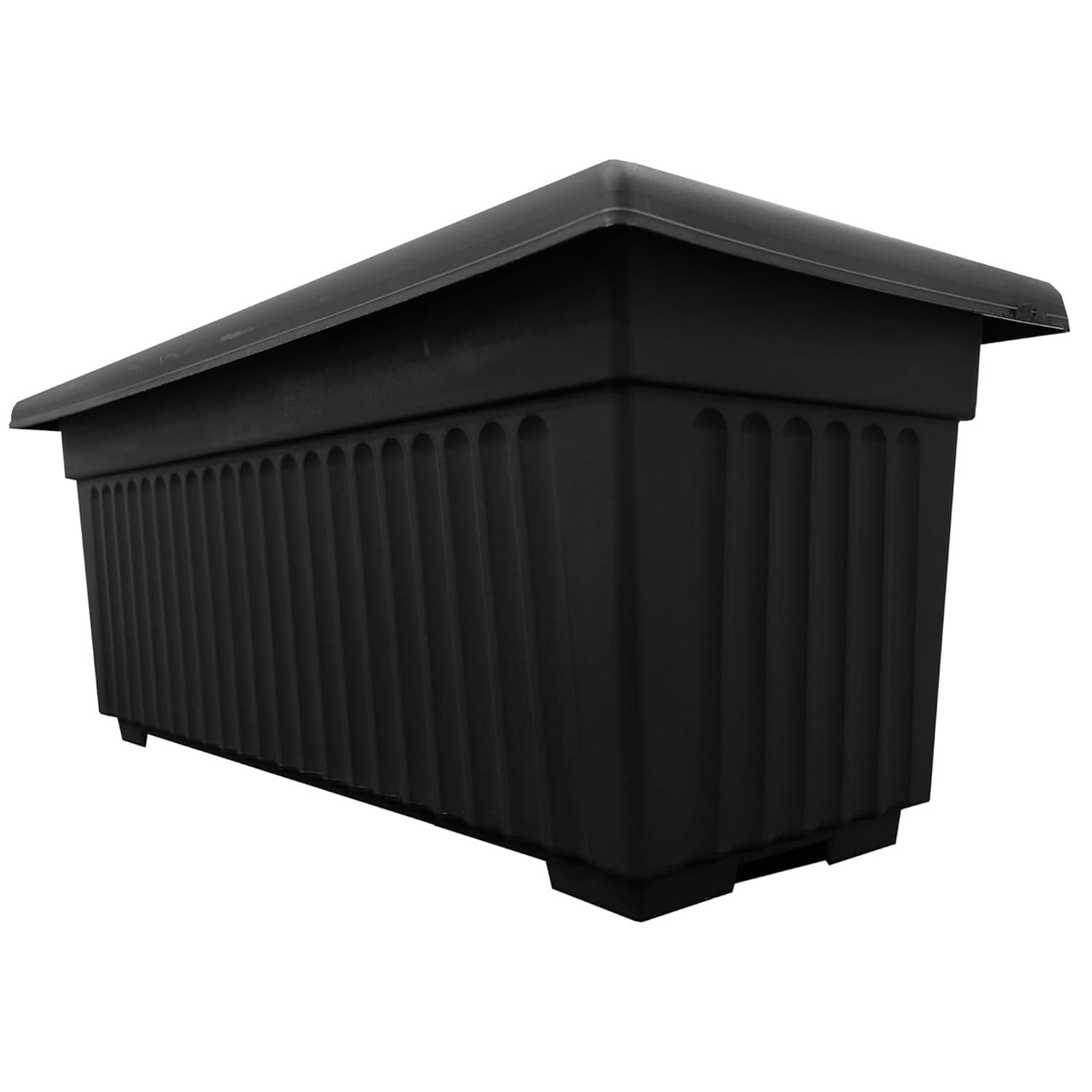 Storm Trading Group Black Lightweight Plastic Sovereign Trough Planter Ideal For Growing Flowers For Home, Garden & Patios 70Cm Slate Grey (4)