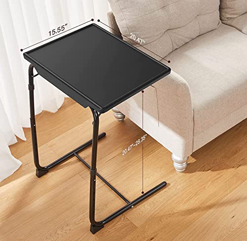 Adjustable TV Tray Table - TV Dinner Tray on Bed & Sofa, Comfortable Folding Table with 6 Height & 3 Tilt Angle Adjustments, Laptop Table with Built-in Cup Holder (1 Pack, Black) - Image 3