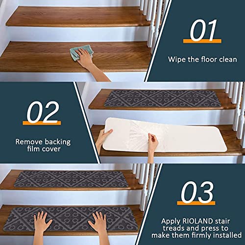 Alfombrilla autoadhesiva de escalera en pack de 15 piezas gris oscuro 8