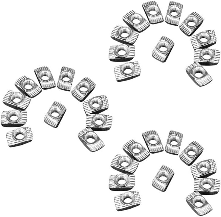 300 Pcs M5 Hammer Nut Carbon Steel Aluminum Connector T Fastener Sliding Nut - (Color: Silver)