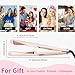 ANGENIL Pro Hair Straightener and Curler 2 in 1, Twist Flat Iron Hair Straightener for Women, Dual Voltage Round Pink Flat Iron with Anti-Scalding Silicone Mat, 11 Adjustable Temp for All Hair Types