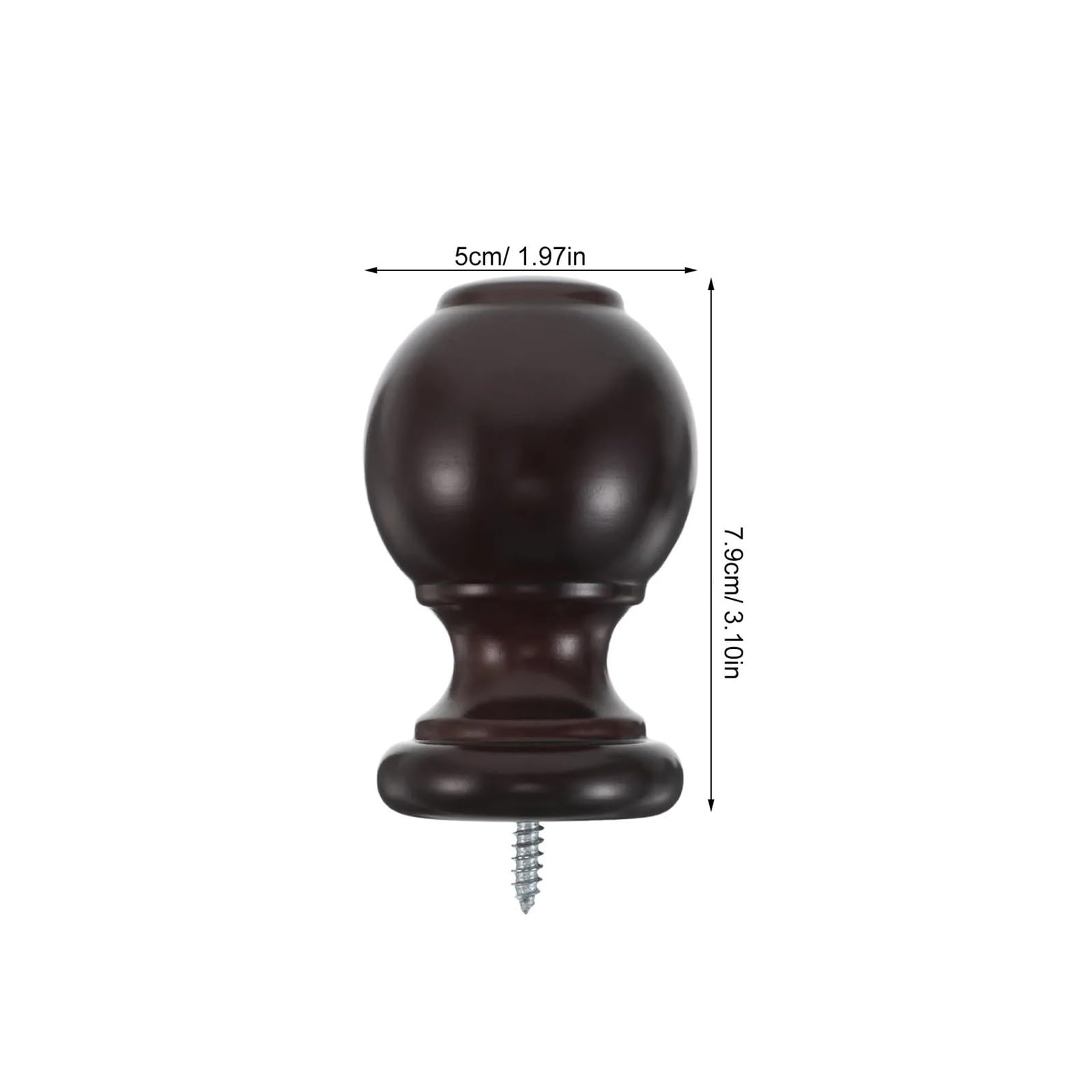 Lot de 4 embouts de tringle à rideaux en bois décoratifs pour tringles à rideaux - Convient pour tringles à rideaux de 29 mm de diamètre - Couleur café élégant