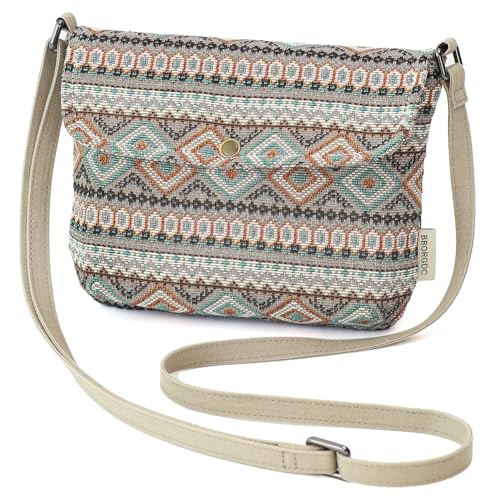 BBORGDC Bolsa feminina pequena e requintada de tecido jacquard com alça ajustável, Multi