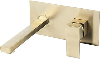 Comprar VALAZ Grifo Lavabo Dorado Cepillado Protección PVD Empotrado | Grifo Lavabo Monomando, Mezclador Agua Fría y Caliente, Ahorro de Agua | Instalación Fácil | Latón, Inoxidable, Cuadrado, Serie Tajo