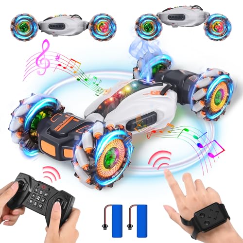 FORMIZON Ferngesteuertes Auto, Gestenoperation RC Auto, 2,4 GHz 4WD RC Stunt Car, Doppelseitige Rotierende Off-Road Drift Twist Car 360° Flips mit Licht, Sprühen und Musik, Geschenke Für ab 6 7 (Grau) FORMIZON Ferngesteuertes Auto, Gestenoperation RC Auto, 2,4 GHz 4WD RC Stunt Car, Doppelseitige Rotierende Off-Road Drift Twist Car 360° Flips mit Licht, Sprühen und Musik, Geschenke Für ab 6 7 (Grau)