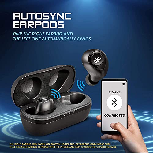 Image of (Refurbished) JBL C100TWS by Harman Truly Wireless Bluetooth in Ear Headphone with Mic (Black)