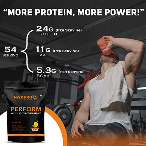 Image of NAKPRO NUTRITION Perform Whey Protein Concentrate | 2kg Mango | 24g Protein, Trustified Certified