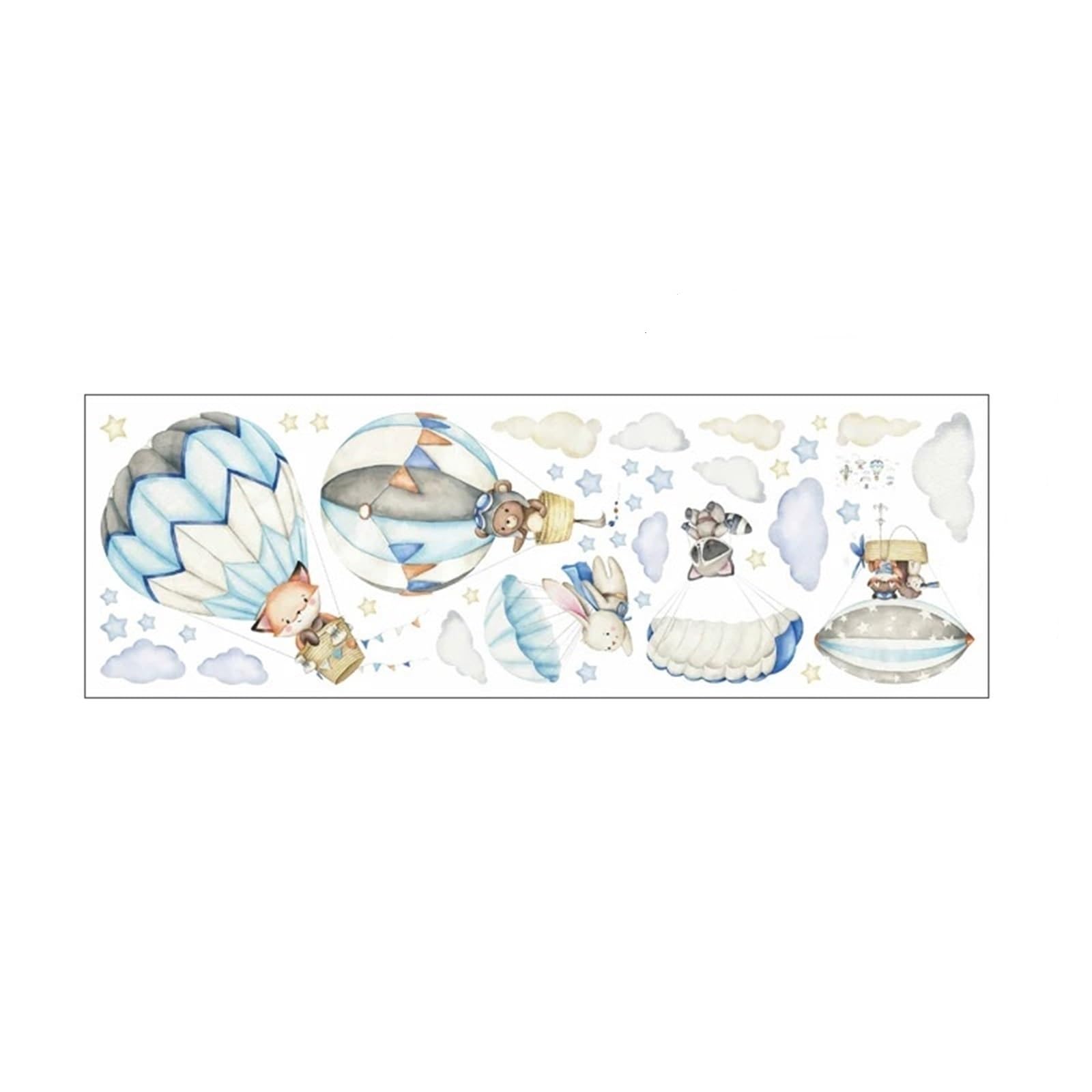 Adorable Cartoon Animal Hot Air Balloon Wall Stickers for Room