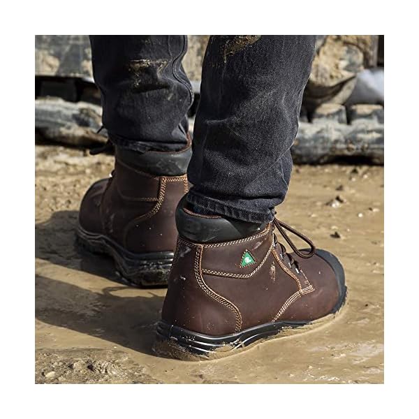 Tiger Safety Men's CSA Approved Steel Toe Work Boots, 6" Comfortable Safety Shoes 3055, Leather, Brown, Size 10.5 X-Wide - Image 9