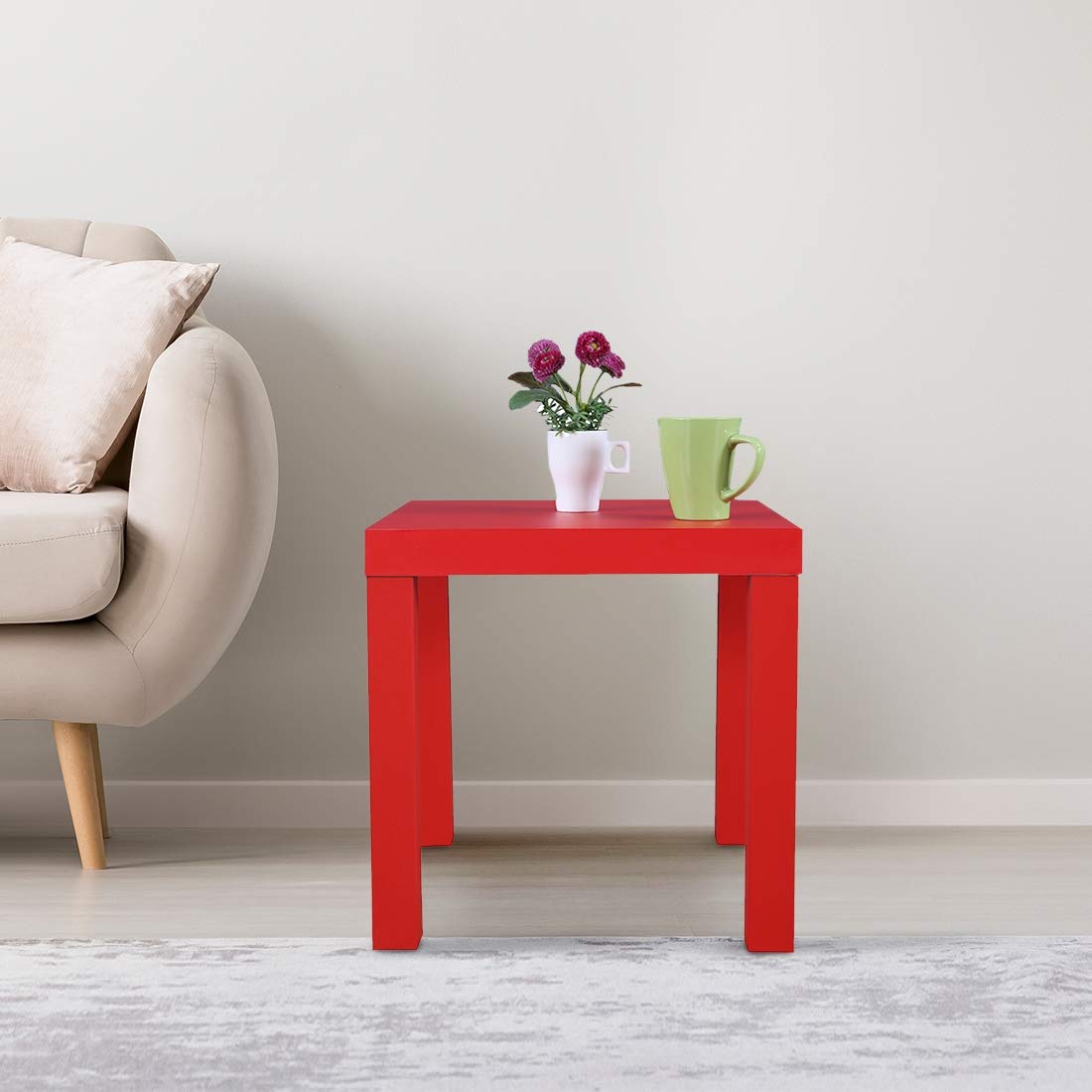 HomeTown Larix Engineered Wood Side Table in Blue Color