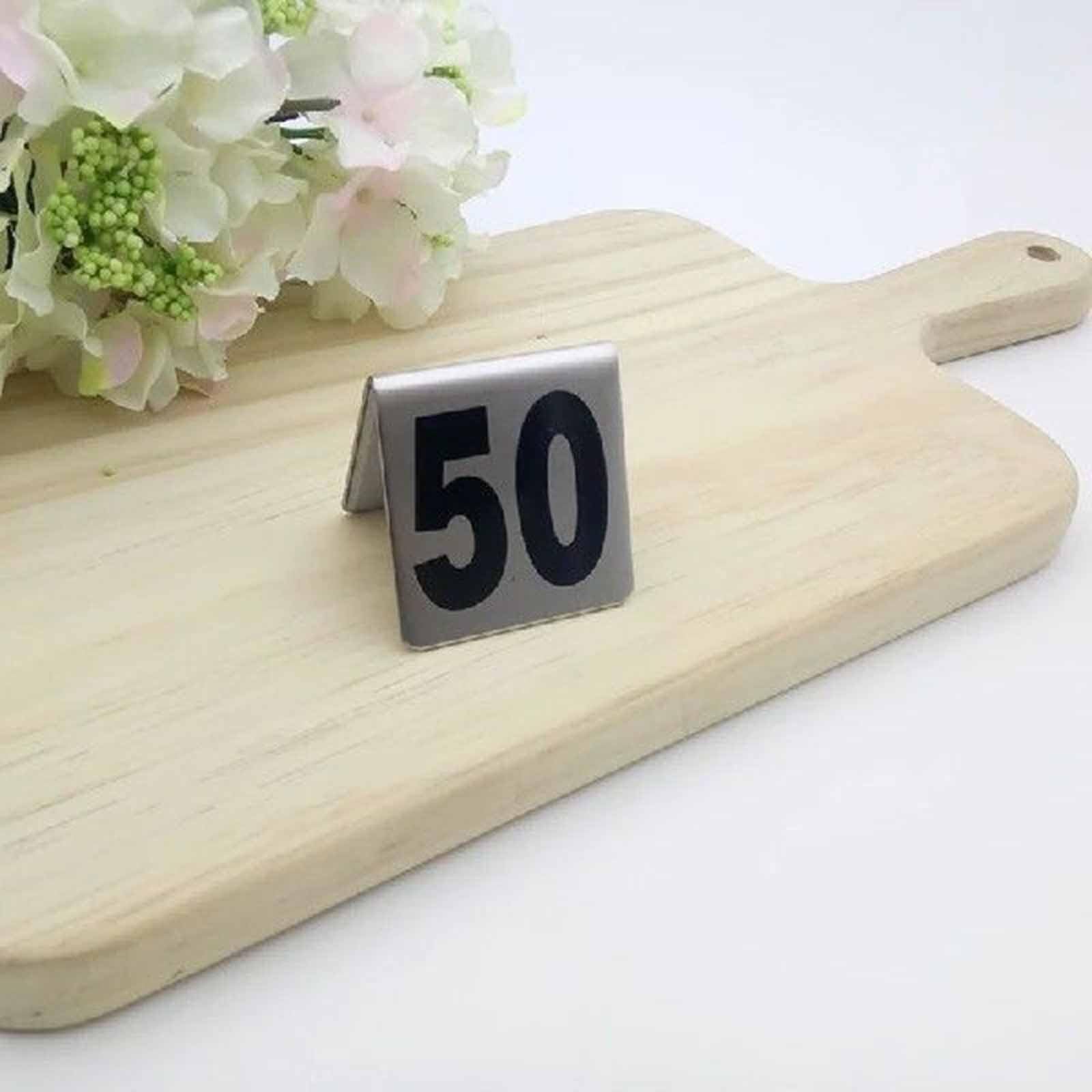 Tarjetas de números de mesa de restaurante de acero inoxidable