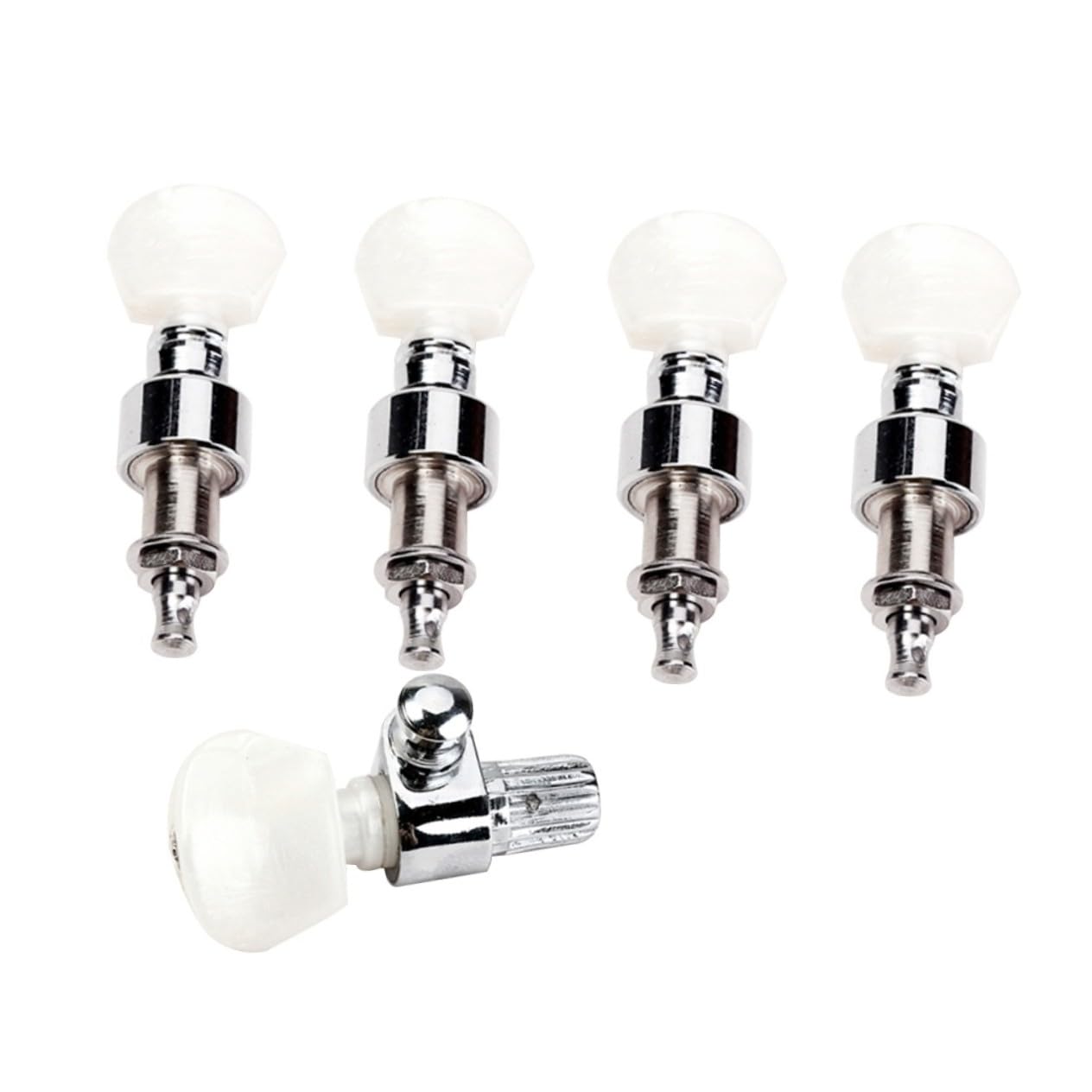 FRCOLOR 5stücke Banjo-stimmwirbel Mechaniken mit Bernsteinfarbenen Kunststoffknöpfen Set aus Robustem Metall Inklusive Gewindebuchsen und Distanzstücke für Banjo-ersatzteile