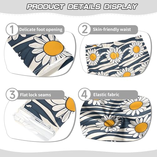 ALAZA Girls' Leggings Children's Yoga Pants Skinny Printed Dance Black White Striped Daisy Comfortable 4T2