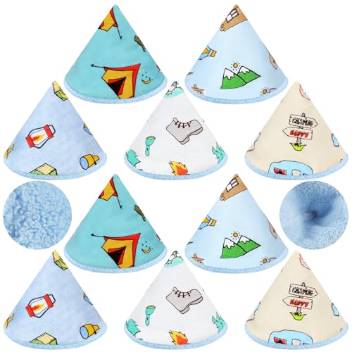 Image of Timgle 10 Pcs Coral Velvet Pee Covers Baby Boy, Strong Water Absorption Pee Shield for Baby Boy, Reusable Diaper Changing Accessory for Boys Newborn Gift(Camping)