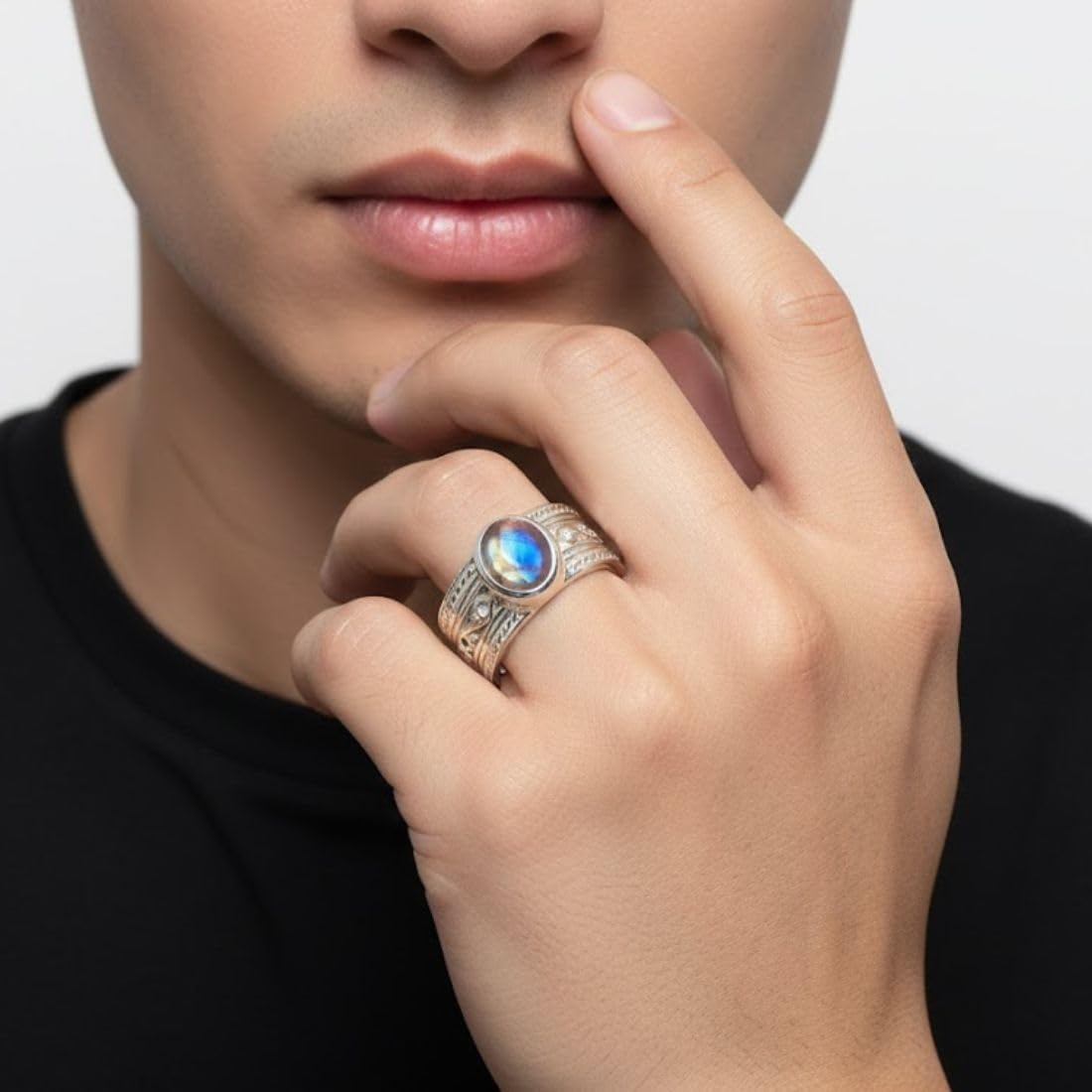Wählen Sie Ihre Farbe echter Edelstein Sterlingsilber Ring Vintage handgefertigter Schmuck Größen H bis Z