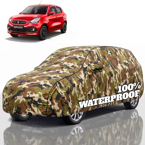 Image of Premium Polyester Car Cover Celerio All-Weather Protection from Rain, Dust & Sun | UV Resistant Fabric | Full Body Secure Fit for Outdoor & Indoor Parking Jungle