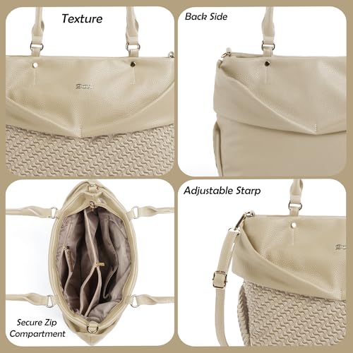 Image of EXOTIC Virelle Textured Dual Panel Handbag for Women | Spacious Multi-Compartment Carryall | Shoulder Carry with Adjustable Sling Strap | Premium PU Leather Purse