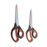 LIVINGO 2 Pack Premium Tailor Scissors Heavy Duty Multi-Purpose Titanium Coating Forged Stainless Steel Sewing Fabric Leather Dressmaking Comfort Grip Shears Professional Crafting (8.5 & 9.5INCH)