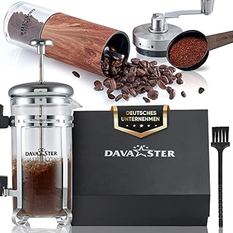 Generisch Dava Ster Kaffee Set | Manuelle Kaffeemühle, French Press, Löffel & Pinsel | Camping Kaffeemaschine ohne Strom | Perfekter Kaffeebereiter | Kaffee Mühle & Kaffeepresse Cover