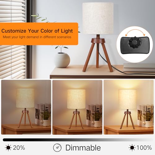 Outon Wood Tripod Small Table Lamps Set Of 2 thumb #1