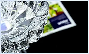 SUPERMALL Glass Tortoise Auspicious Work Round Bowl Ash Tray (Transparent)