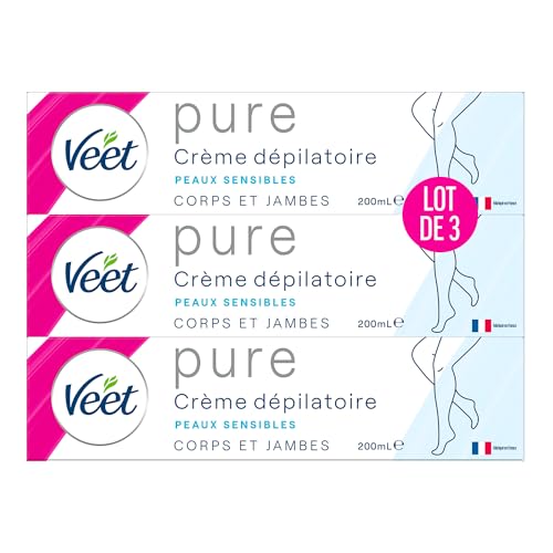 Veet Minima - Crema depilatoria de larga duración, suave después de la depilación para pieles sensibles, tubo de 200 ml (paquete de 3)