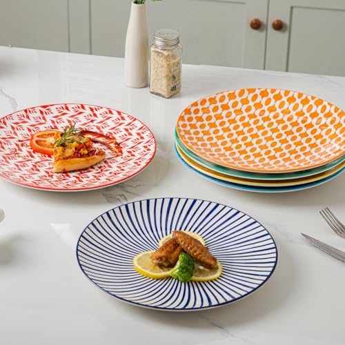 Ceramic-Dinner-Plates-Set-105-Inch-Porcelain-Large-Serving-Dishes-Scratch-Resistant-Microwave-Oven-Dishwasher-Safe-for-Steak-Salad-Pizza-Pancakes-Pasta-Set-of-6-Assorted-Colors Ceramic Dinner Plates Set 105 Inch Porcelain Large Serving Dishes Scratch Resistant Microwave Oven Dishwasher Safe for Steak Salad Pizza Pancakes Pasta Set of 6 Assorted Colors