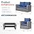 Wisteria Lane 4 Piece Outdoor Patio Furniture Sets, Wicker Conversation Set for Porch Deck, Grey Rattan Sofa Chair with Cushion ?Blue
