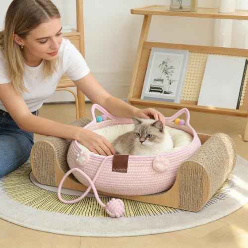 Panier de couchage surélevé et moelleux avec base antidérapante pour chat - 4