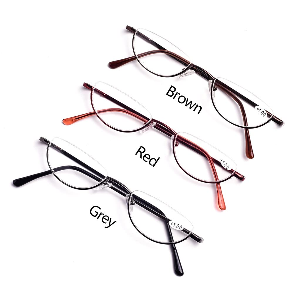 Metalowe Okulary Do Czytania Z Połową Oprawki, Dioptria 1,0-3,5 Dla Mężczyzn I Kobiet, Okulary Do Czytania Z Zawiasami Sprężynowymi/Brown/2.5 *
