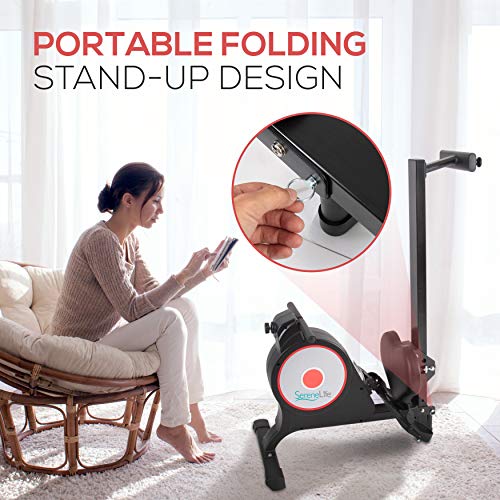 Serene-Life-Magnetic-Rowing-Machine-with-Bluetooth-App-Fitness-Tracking--Foldable-Home-Gym-Exercise-Rower-with-Adjustable-Resistant-Easy-Glide-Padded-Seat-Digital-LCD-Readout-and-Reinforced-Cable