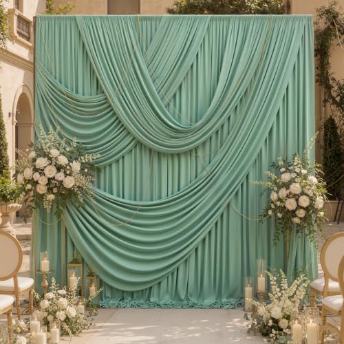 10x12ft Sage Green Backdrop Curtains for Wedding Party 2 Panels 5×12FT Tall